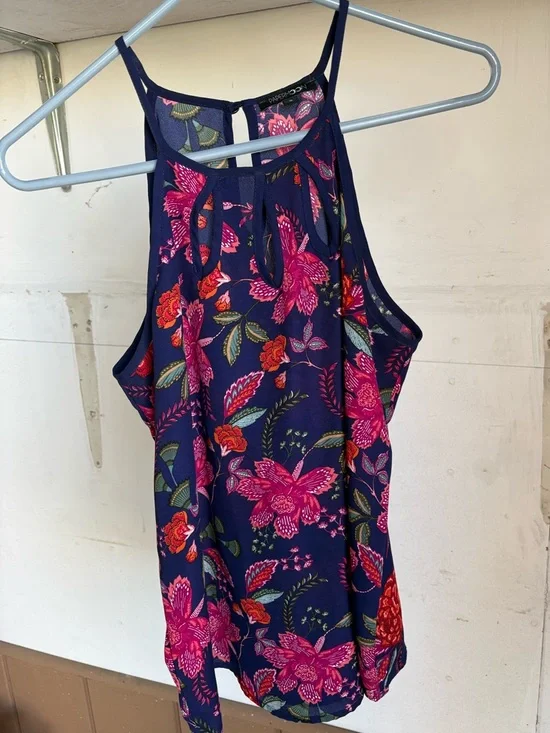 PaperMoon Floral Halter Neck Women's Top - Navy with Pink Floral - Picture 4 of 6
